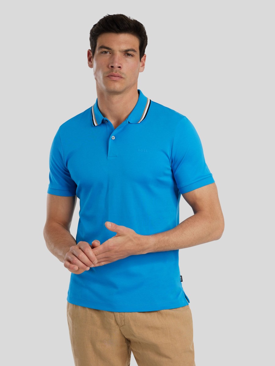 Manner BOSS Men Polo-Shirts | Polo-Shirt Im Slim Fit Mittelblau