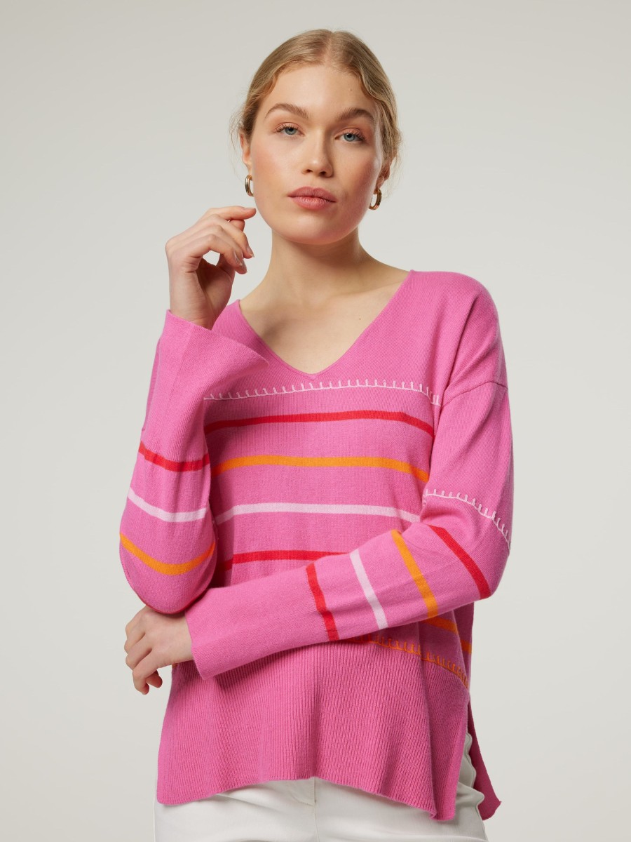 Frauen Lieblingsstück Pullover & Strick | Pullover Mit Streifen Pink