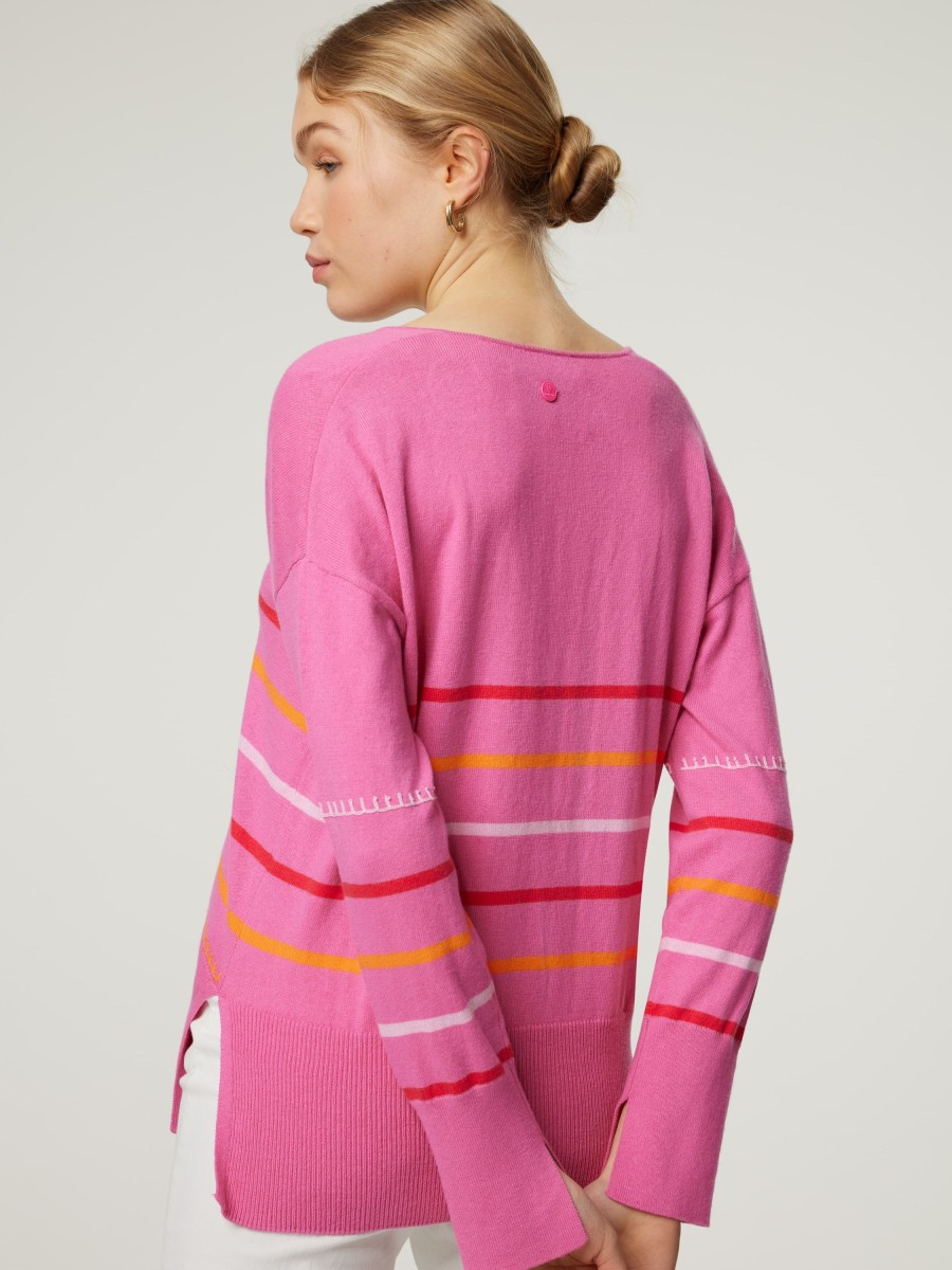 Frauen Lieblingsstück Pullover & Strick | Pullover Mit Streifen Pink