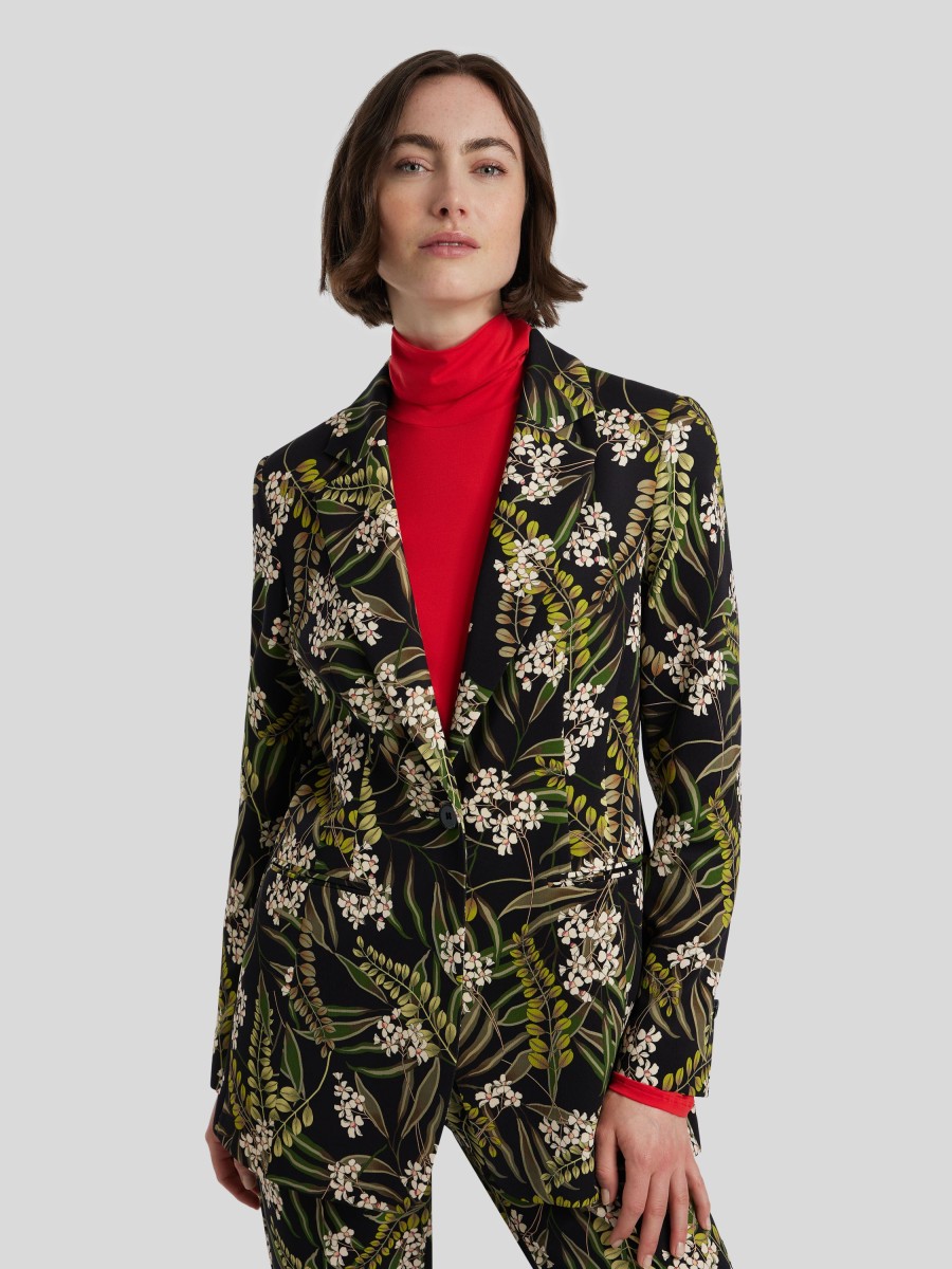 Frauen Marc Cain Blazer | Blazer Mit Floralem Print Schwarz