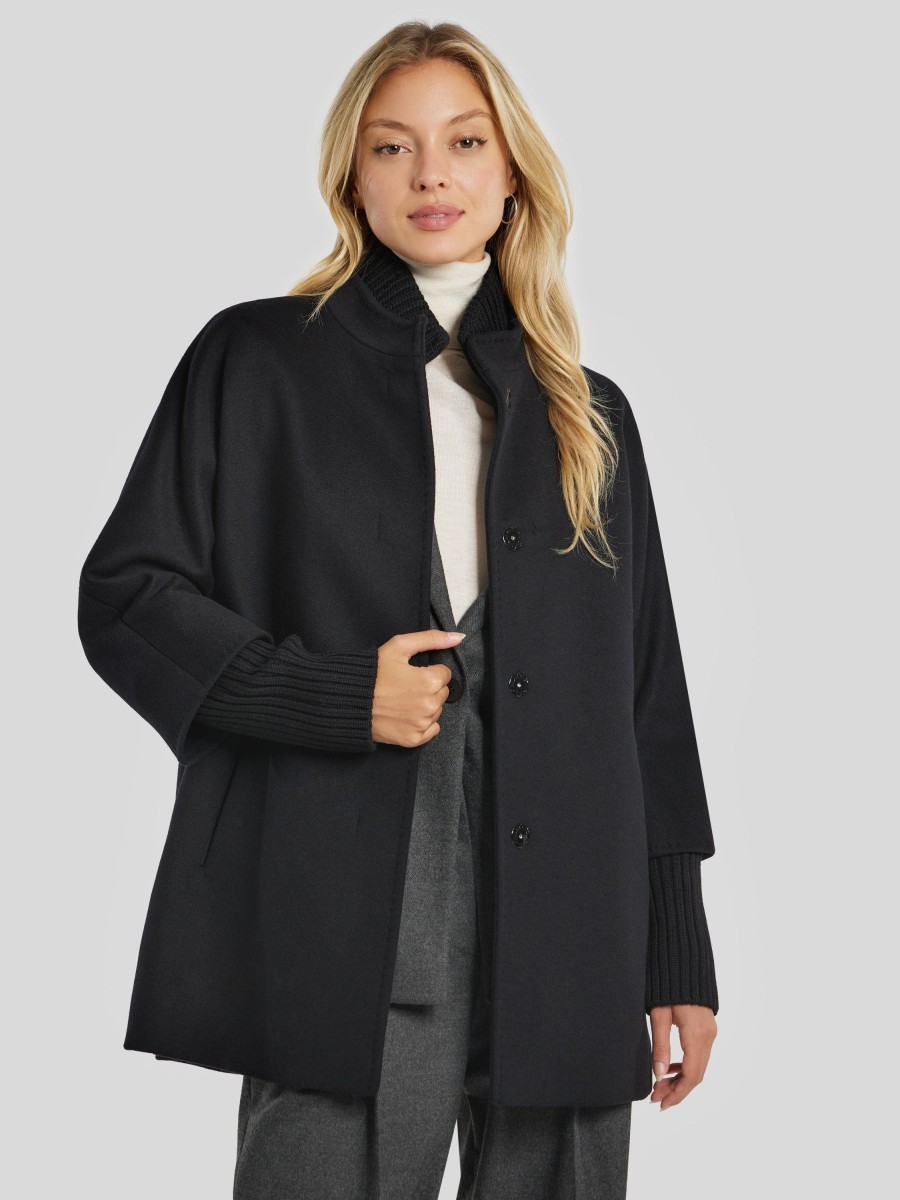 Frauen Cinzia Rocca Jacken | Wolljacke Mit Strick Schwarz