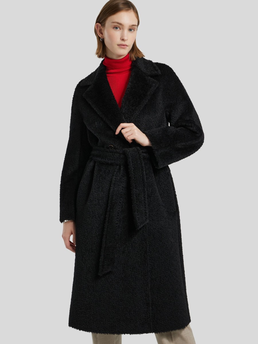 Frauen Max Mara Studio Mantel | Mantel Im Teddy-Look Danila Schwarz