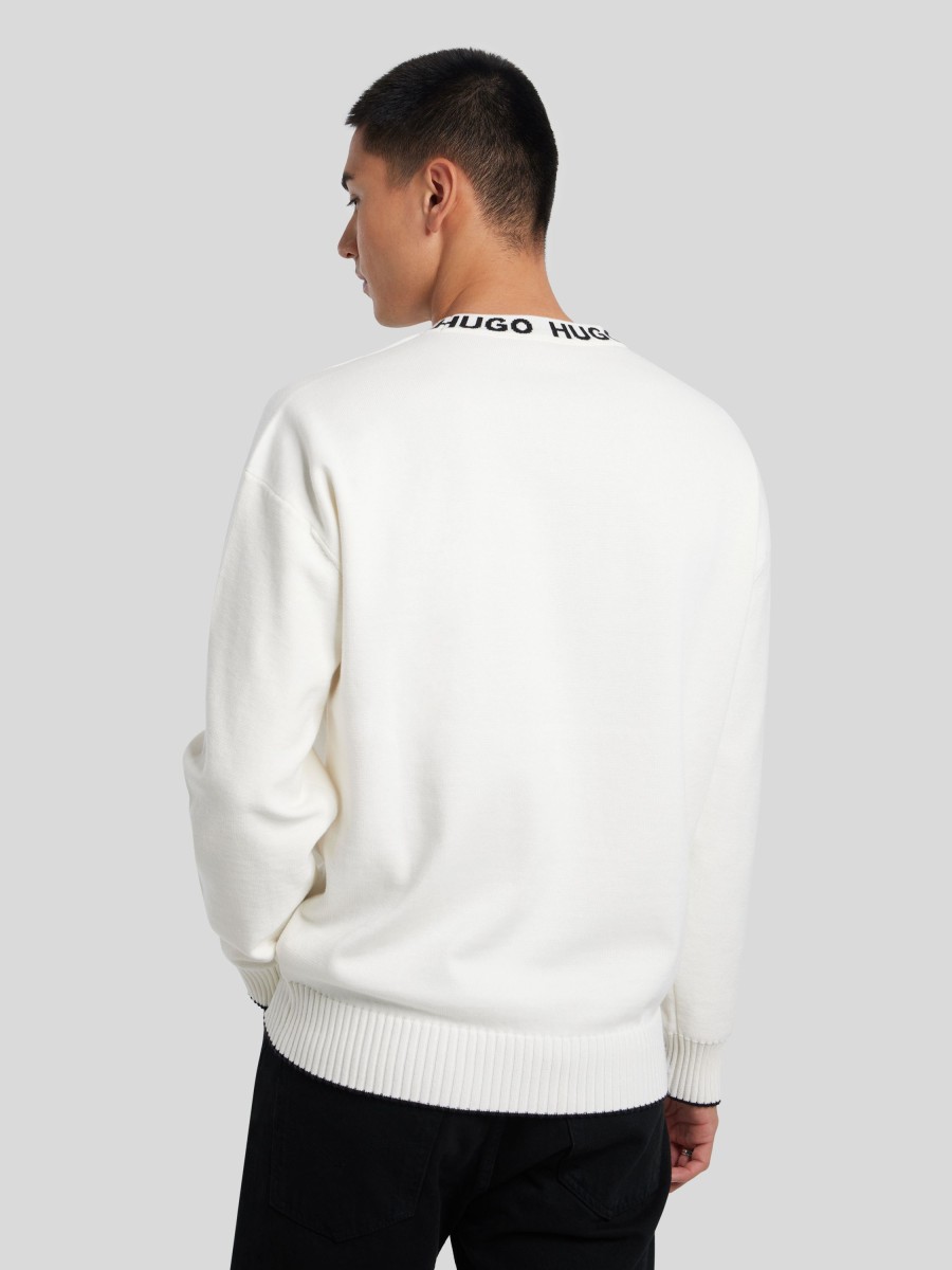 Manner Hugo Sportswear Pullover & Strickjacken | Pullover Mit Logo Ecru