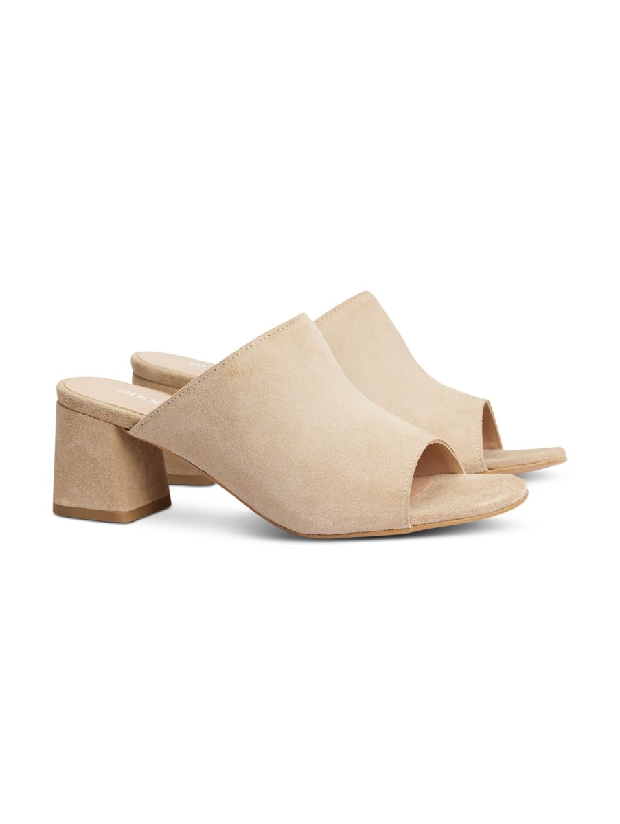 Frauen Anonymous Copenhagen Sandalen & Sandaletten | Mules Mit Blockabsatz Taupe