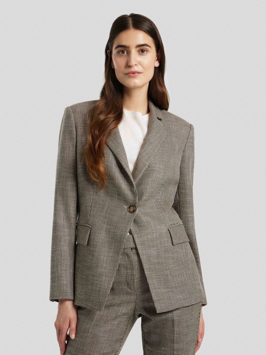 Frauen Paul Kehl Blazer | Blazer Mit Mikro-Hahnentritt Taupe