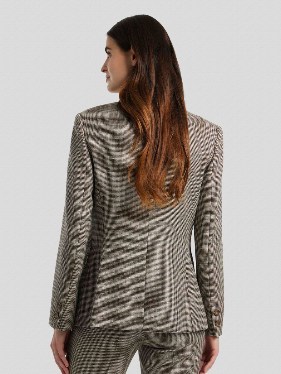 Frauen Paul Kehl Blazer | Blazer Mit Mikro-Hahnentritt Taupe