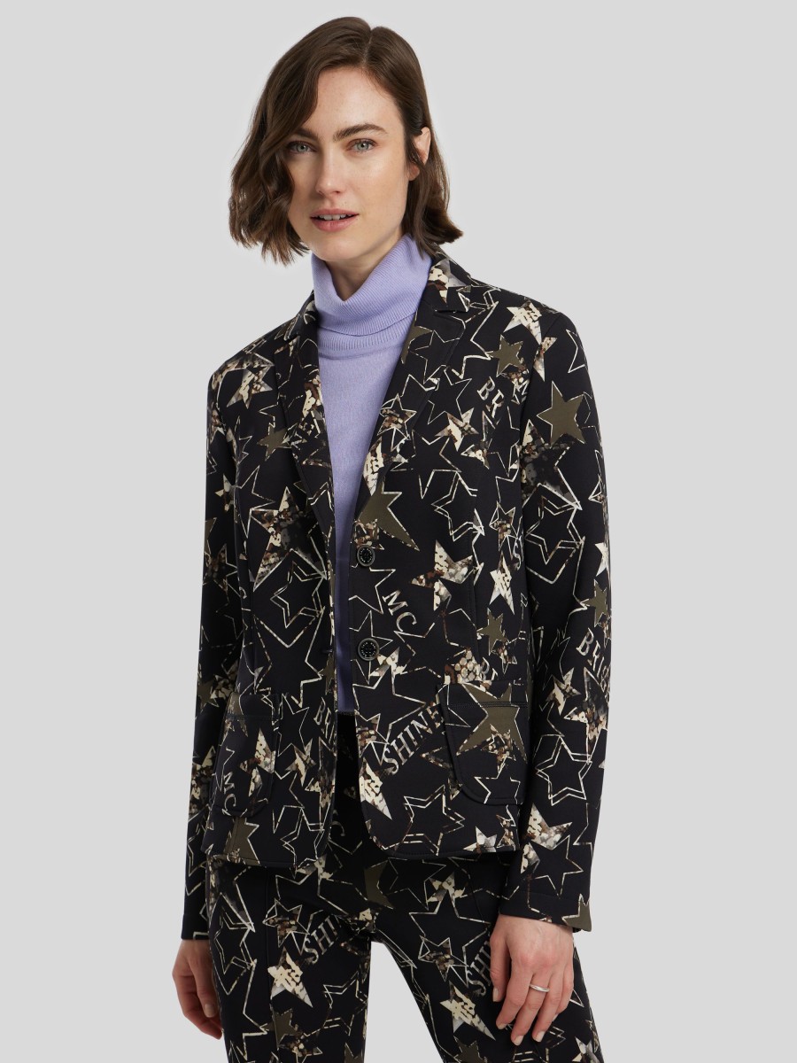 Frauen Marc Cain Blazer | Blazer Mit Sternen-Print Schwarz