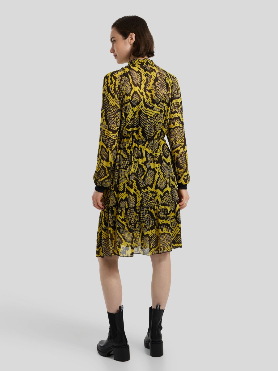 Frauen Marc Cain Kleider | Kleid Mit Reptilien-Print Gelb