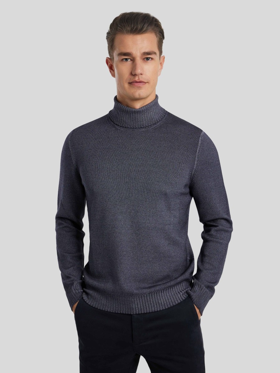 Manner Barba Napoli Pullover & Strickjacken | Rollkragenpullover Marine