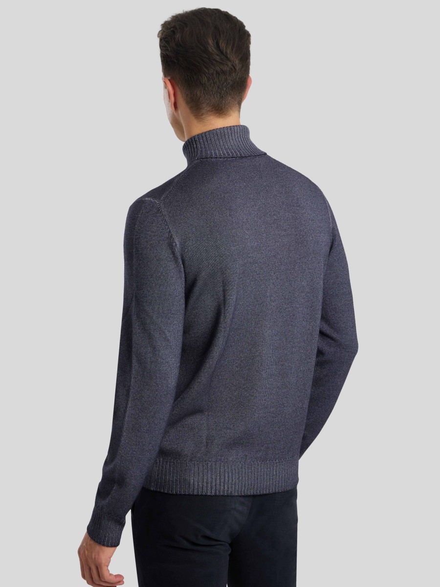 Manner Barba Napoli Pullover & Strickjacken | Rollkragenpullover Marine