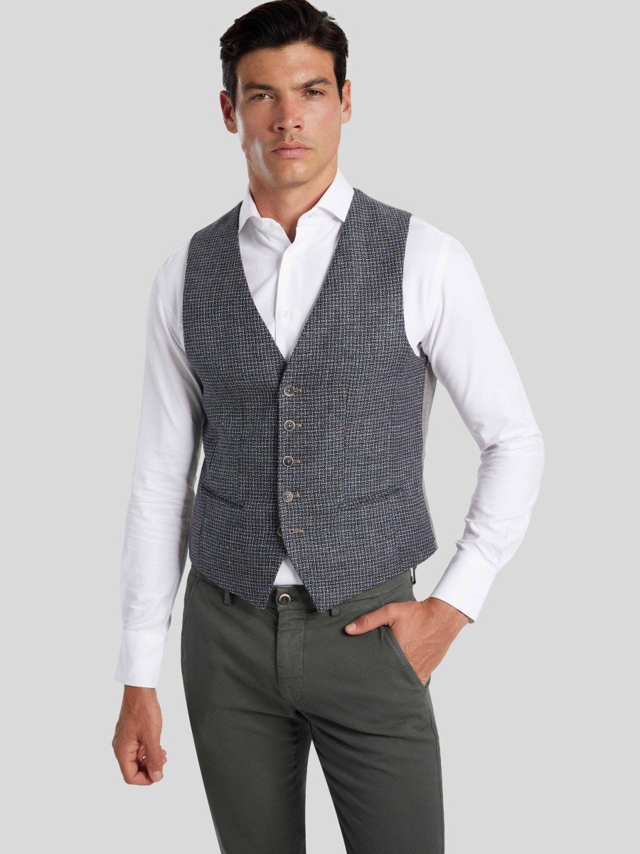 Manner Paul Kehl Gilets & Westen | Gilet Im Custom Fit Mittelblau