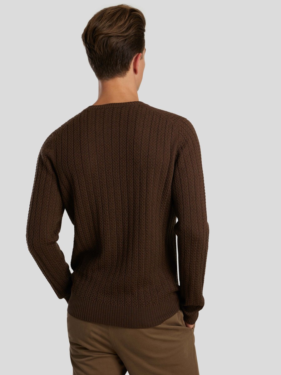 Manner Burger Pullover & Strickjacken | Zopfstrickpullover Braun