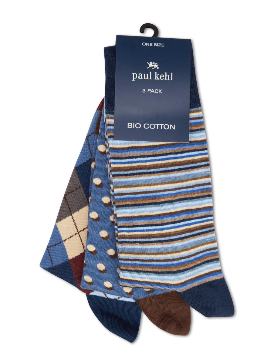 Manner Paul Kehl Wasche & Loungewear | Socken Im 3Er Pack Mittelblau