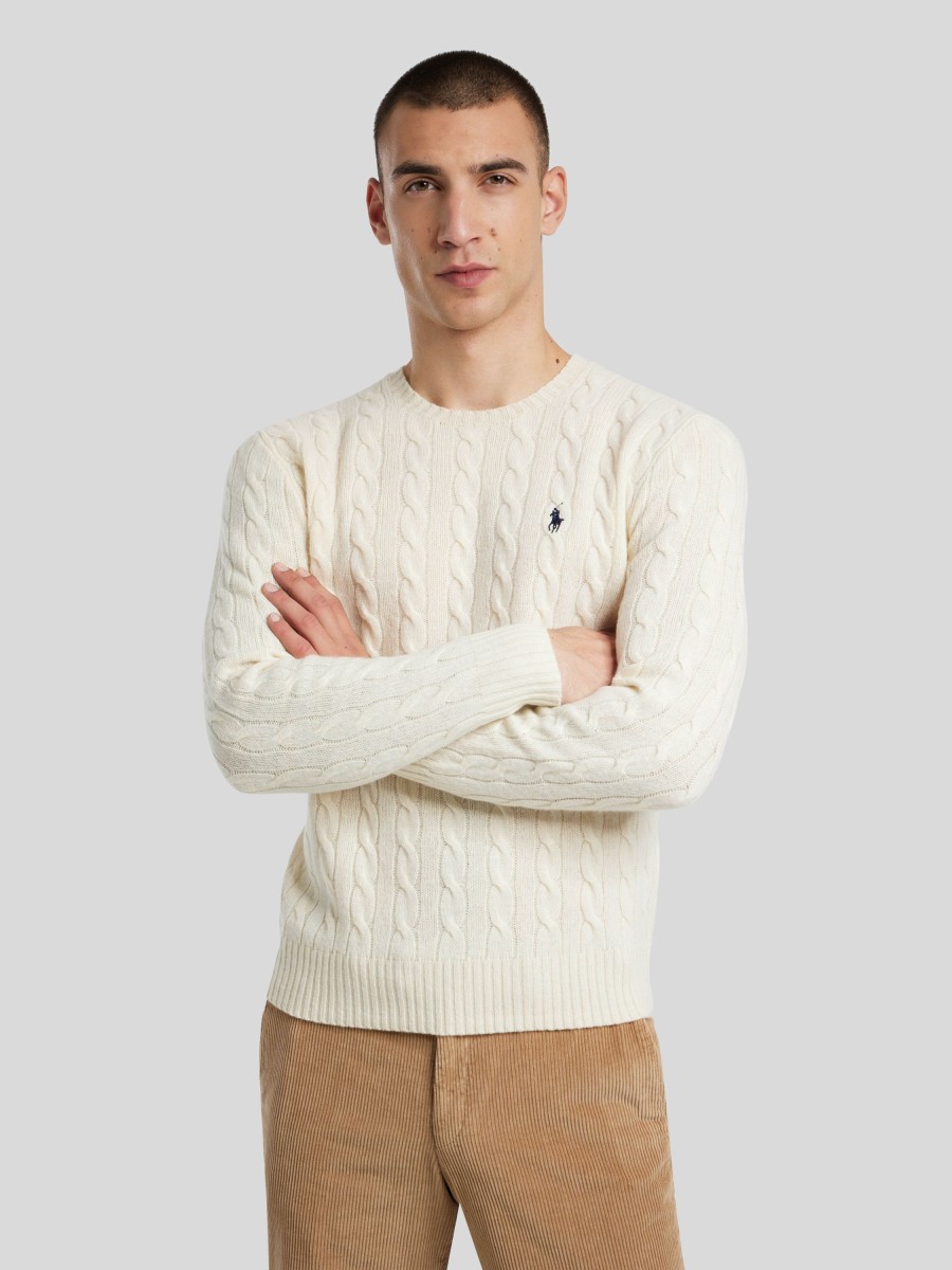 Manner Polo Ralph Lauren Men Pullover & Strickjacken | Strickpullover Ecru