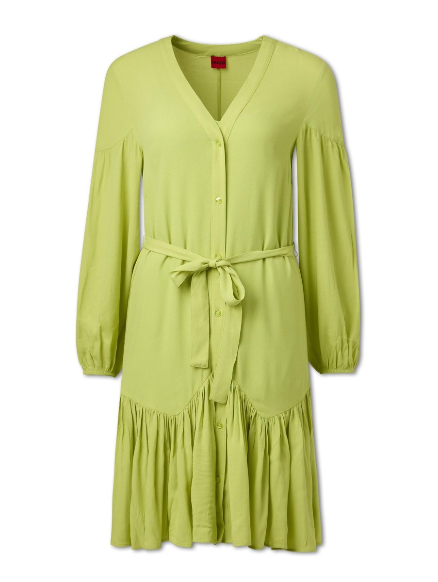 Frauen HUGO Kleider | Blusenkleid Kawarda Lime