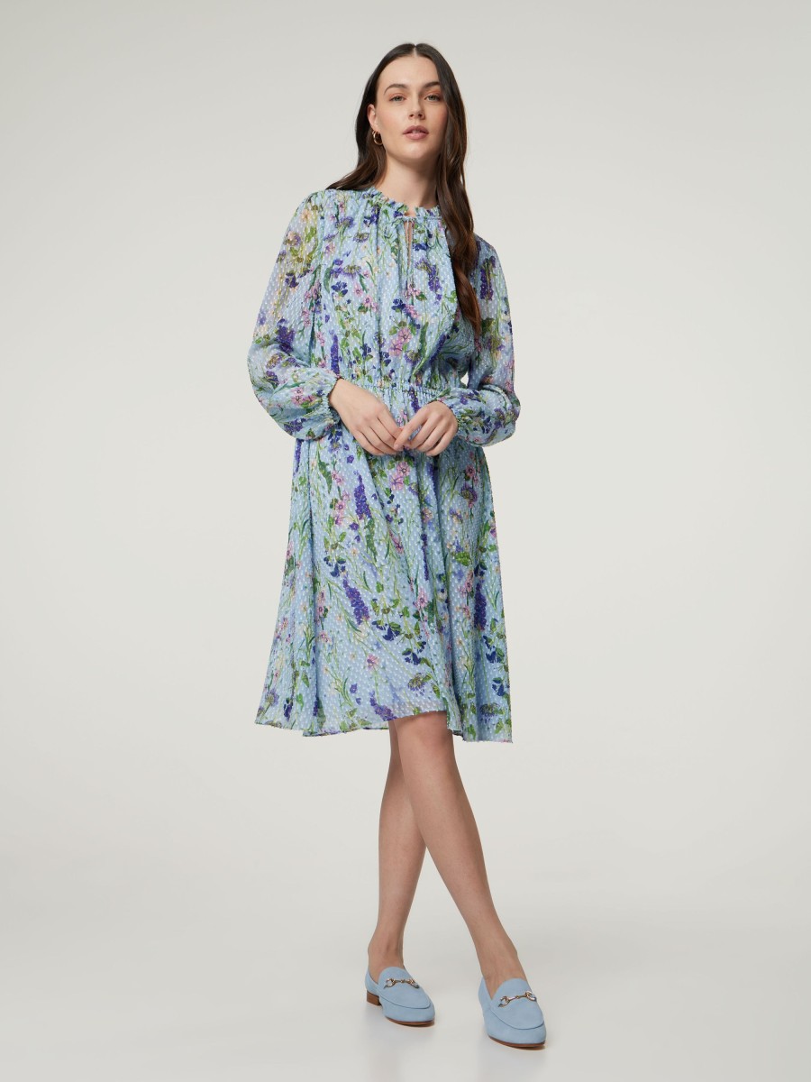 Frauen Marc Cain Kleider | Kleid Mit Blumenprint Hellblau