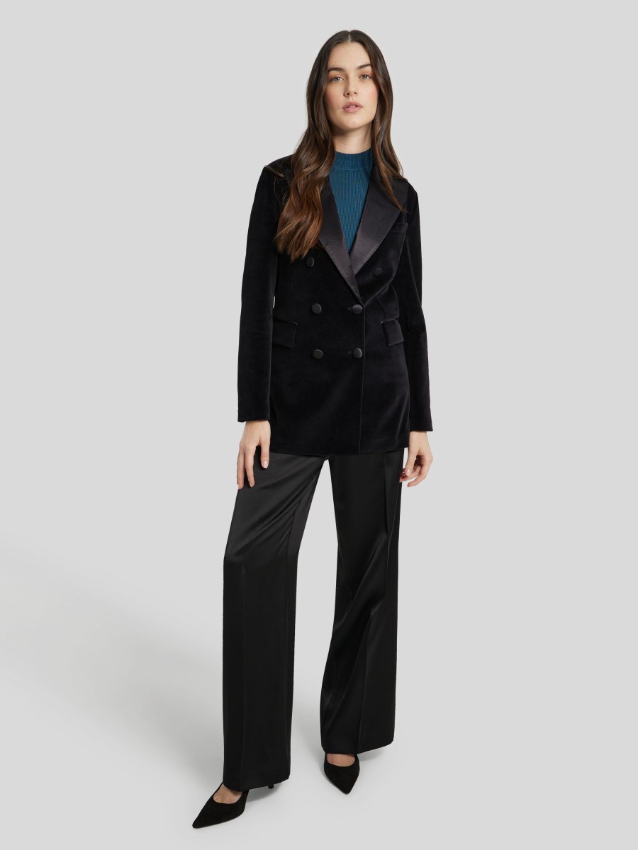 Frauen Circolo Blazer | Blazer Im Smoking -Look Schwarz