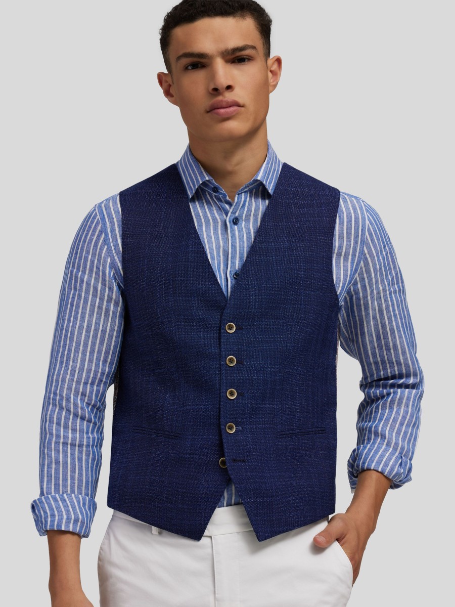 Manner Paul Kehl Gilets & Westen | Gilet Mit Gemustertem Futter Im Regular Fit Indigo