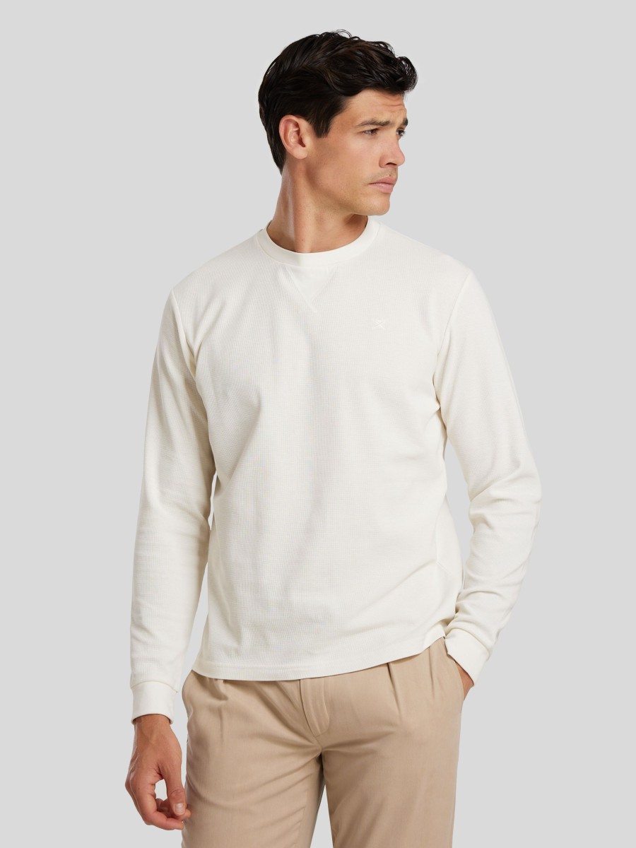 Manner Hackett Hoodies & Sweatshirts | Sweatshirt Mit Waffeloptik Weiss