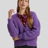 Frauen Rich&Royal Pullover & Strick | Strickjacke Aus Grobstrick Lila