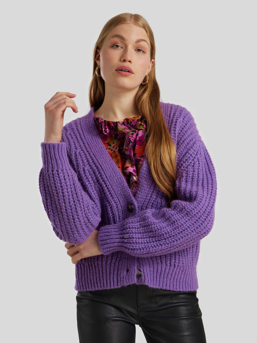 Frauen Rich&Royal Pullover & Strick | Strickjacke Aus Grobstrick Lila