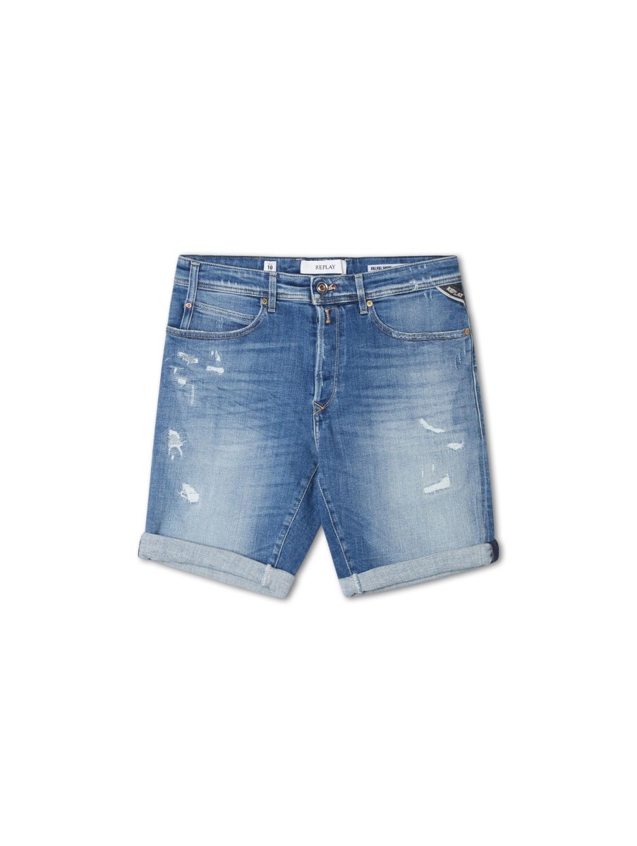 Manner Replay Hosen | Shorts Aus Denim Marine