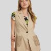 Frauen Marc Cain Gilets & Westen | Gilet Mit Spitze Beige