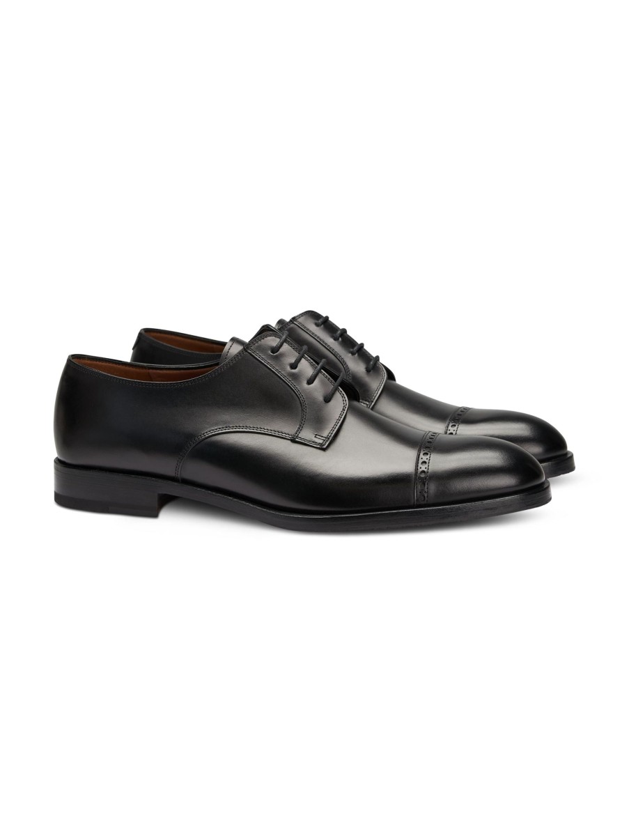 Manner Fratelli Rossetti Schnurschuhe | Derby Mit Lochmuster Schwarz