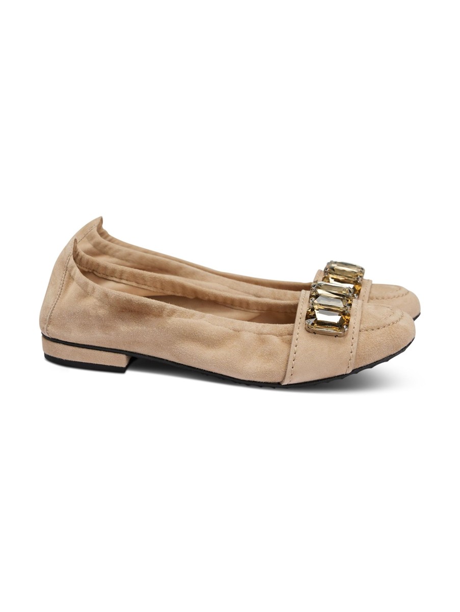 Frauen Kennel&Schmenger Ballerinas | Ballerina Aus Veloursleder Beige