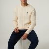 Manner Polo Ralph Lauren Men Pullover & Strickjacken | Pullover Mit Zopfmuster Ecru