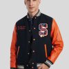 Manner Scotch & Soda Men Jacken | Collegejacke Mit Leder Marine