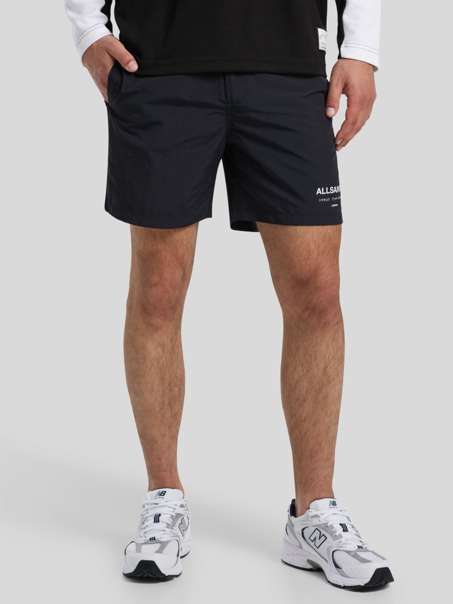 Manner AllSaints Shorts | Shorts Mit Logo Schwarz