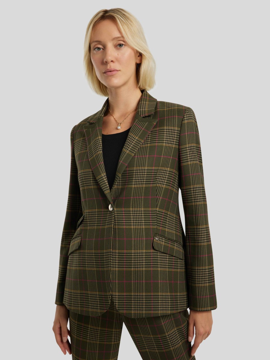 Frauen Mos Mosh Blazer | Blazer Mit Karo Oliv