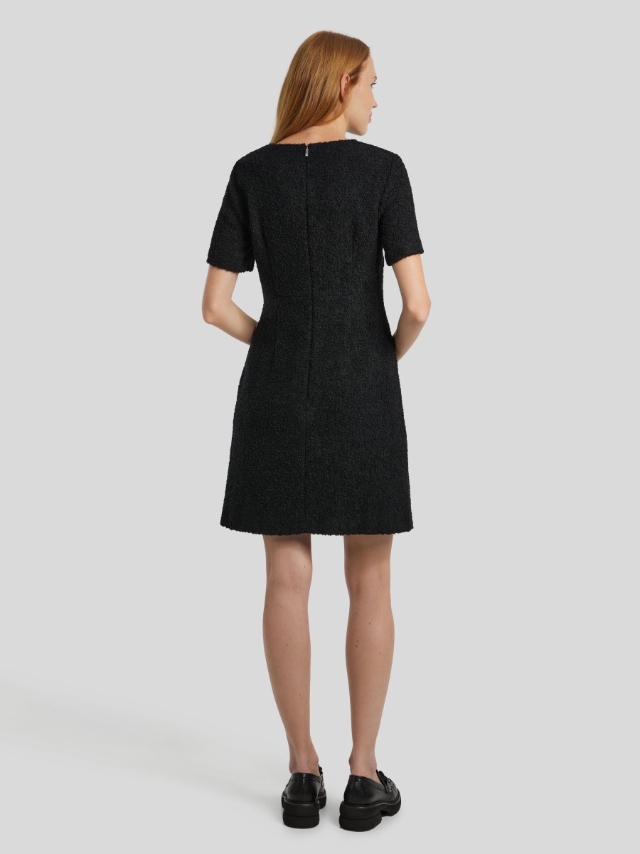 Frauen BOSS Women Kleider | Midikleid Aus Boucle Schwarz