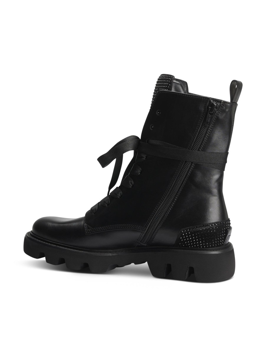 Frauen Kennel&Schmenger Boots & Stiefeletten | Schnurstiefel Mit Strasssteinen Schwarz