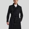 Manner HUGO Mantel | Trenchcoat Im Slim Fit Schwarz