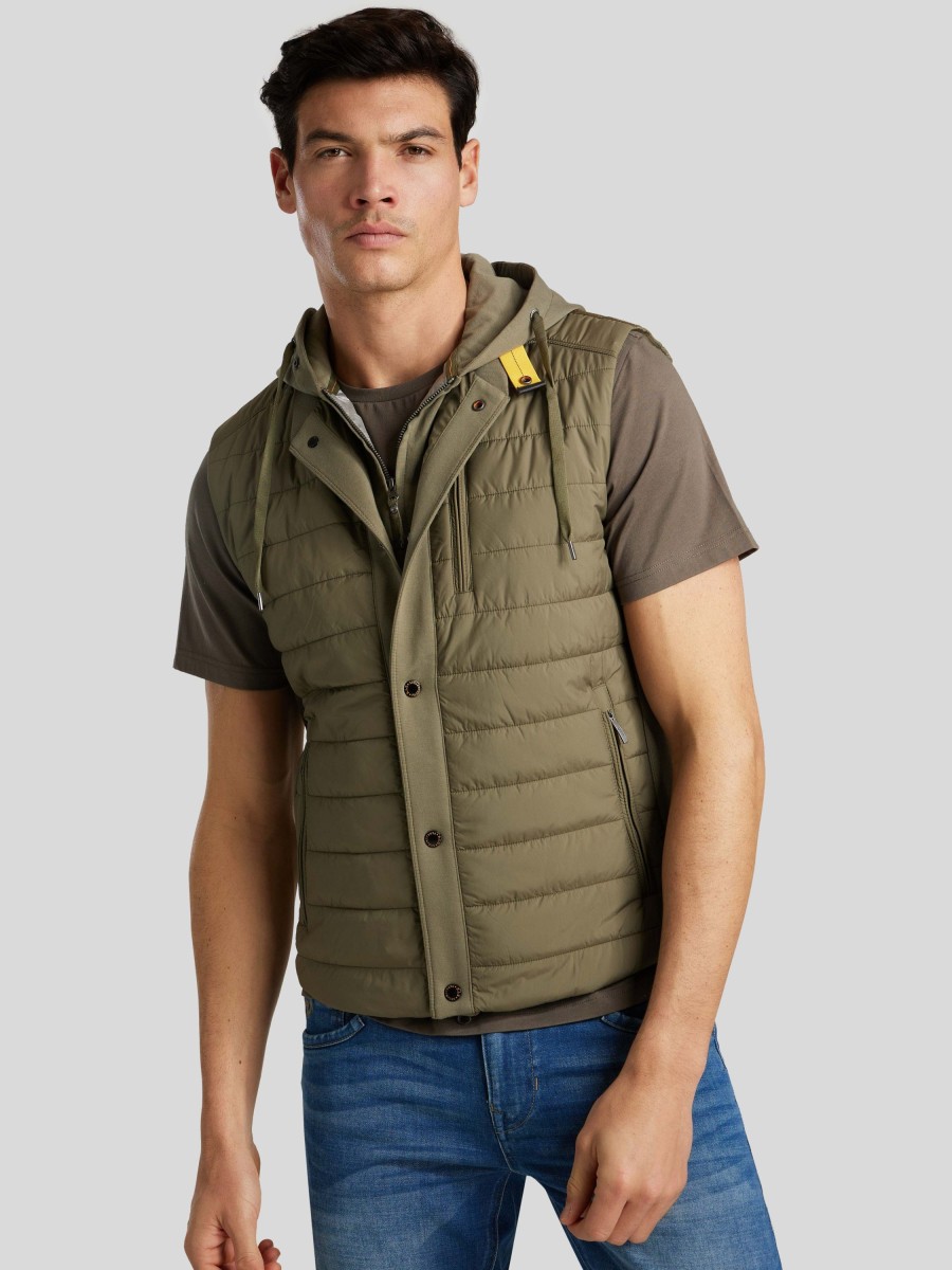 Manner Parajumpers Gilets & Westen | Steppweste Mit Material-Mix Oliv