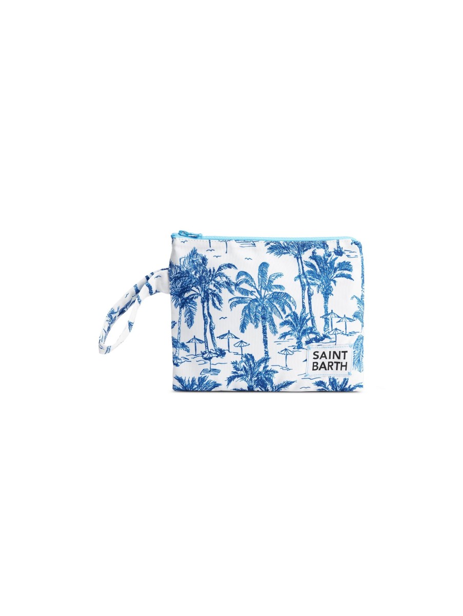 Frauen MC2 Saint Barth Portemonnaies & Etuis | Necessaire Mit Print Pareasy Mittelblau