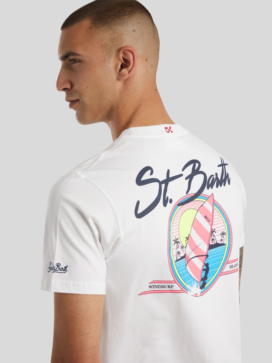 Manner MC2 Saint Barth T-Shirts & Shirts | T-Shirt Mit Logo-Print Weiss