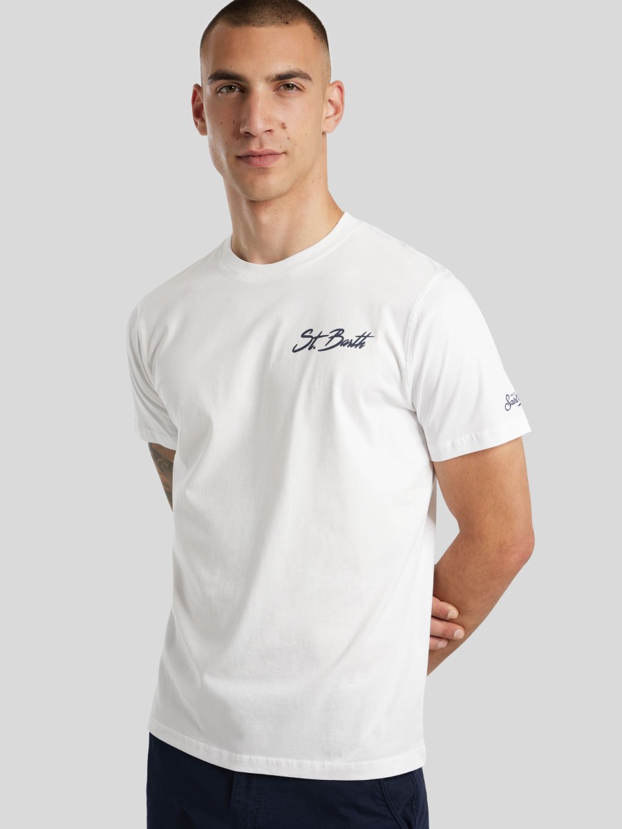 Manner MC2 Saint Barth T-Shirts & Shirts | T-Shirt Mit Logo-Print Weiss