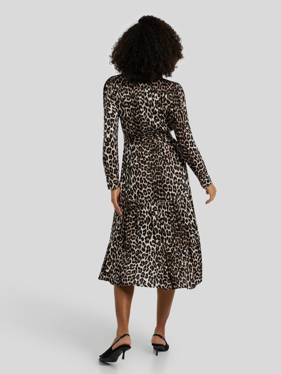 Frauen Suncoo Kleider | Blusenkleid Mit Leoprint Schwarz