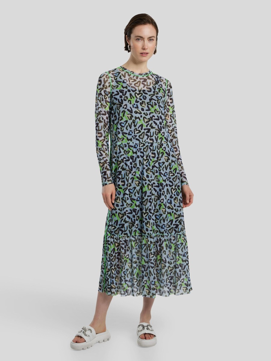 Frauen Marc Cain Kleider | Maxikleid Mit Print Hellblau