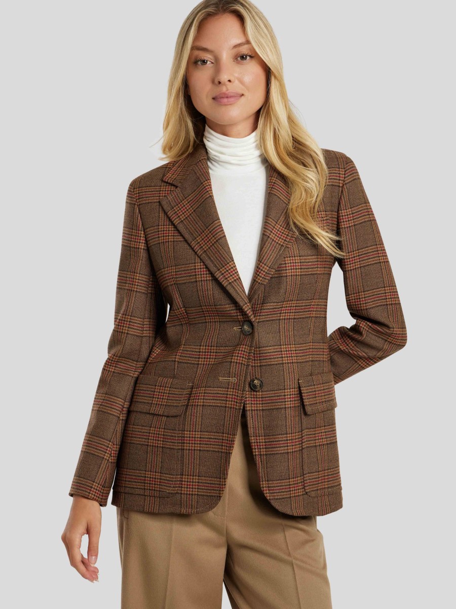 Frauen Max Mara Weekend Blazer | Blazer Kariert Dorico Braun