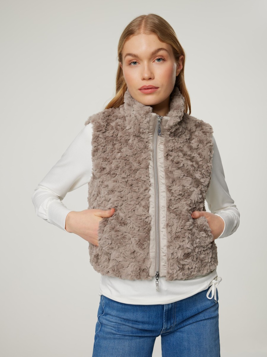 Frauen Monari Gilets & Westen | Gilet Aus Kunstfell Khaki