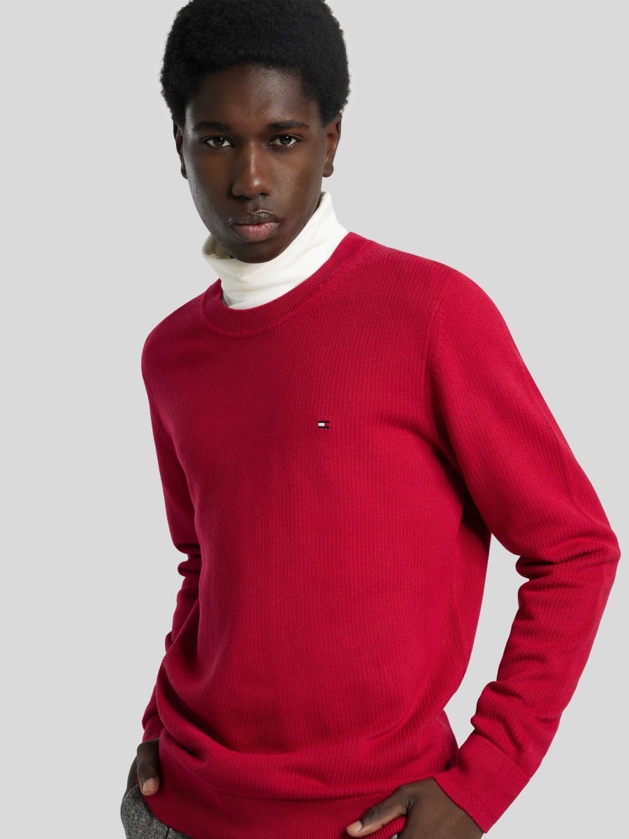 Manner Tommy Hilfiger Pullover & Strickjacken | Strickpullover Mit Logo Bordeaux