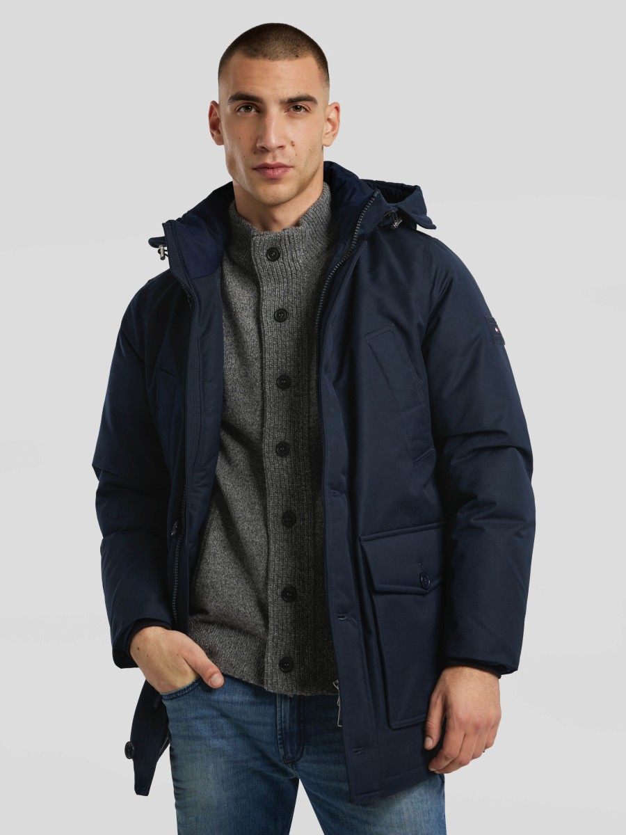 Manner Tommy Hilfiger Mantel | Parka Aus Daunen Rockie Marine