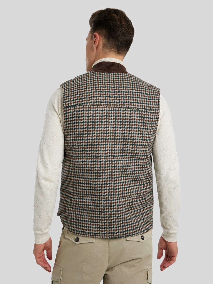 Manner LES DEUX Gilets & Westen | Gilet Im Hahnentritt Braun