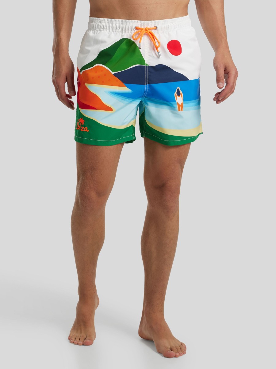 Manner MC2 Saint Barth Badehosen | Badeshort Sunset Travel Multicolor