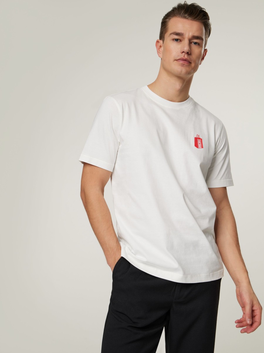 Manner Diesel T-Shirts & Shirts | T-Shirt Mit Logo Just Weiss