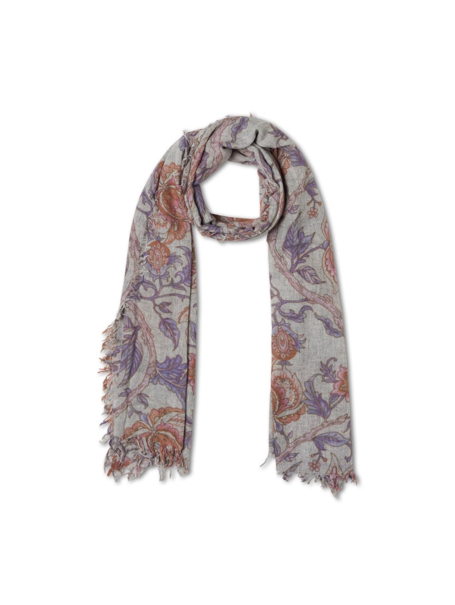 Frauen Velvet Saint Fields Schals & Tucher | Schal Mit Blumenprint Hellgrau